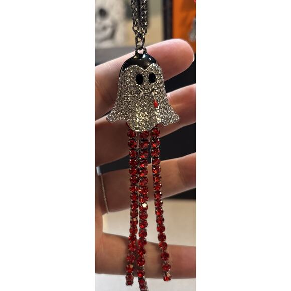 NWT Betsey Johnson Vampire Ghost Coffin Mismatch Halloween Earrings Necklace Set - Picture 3 of 14